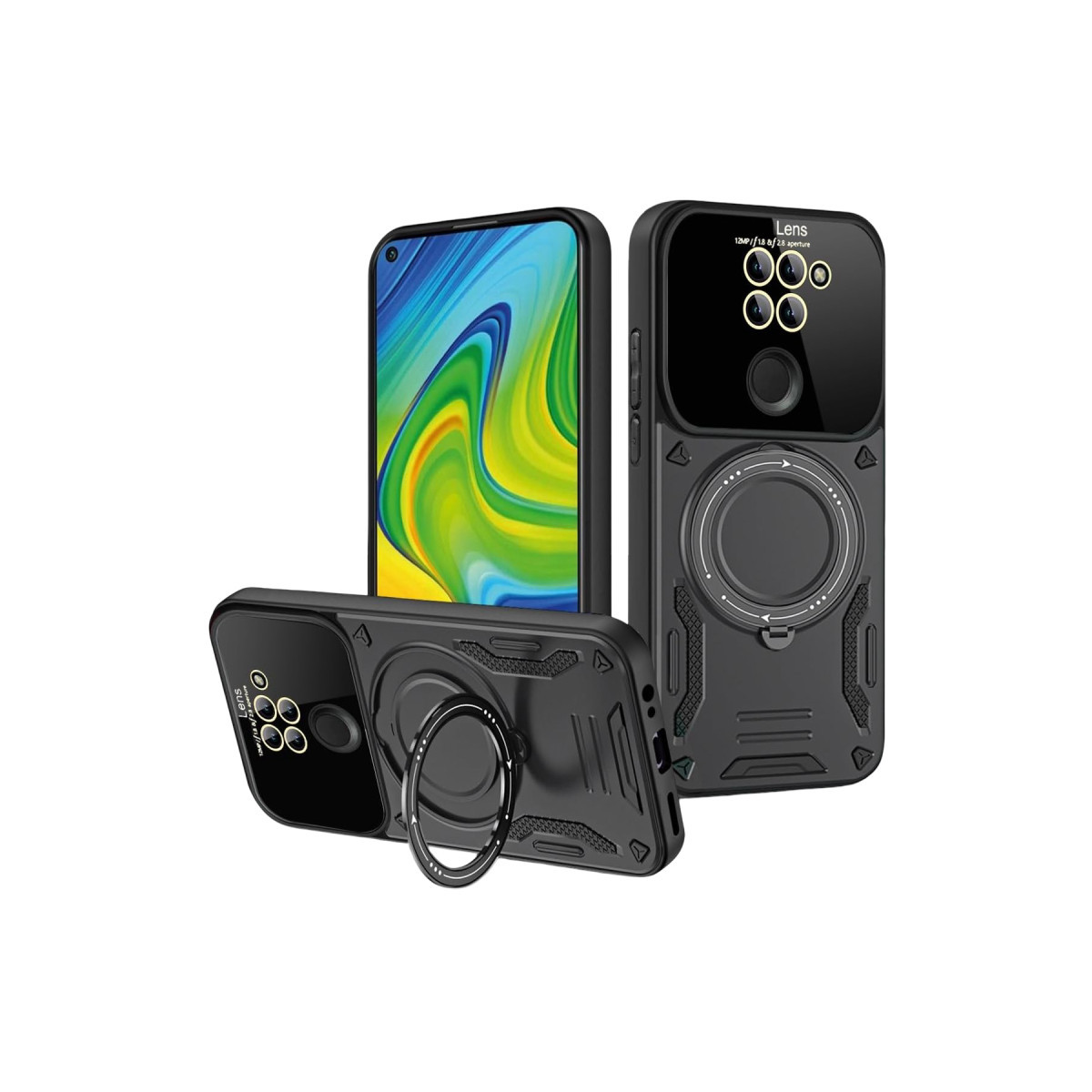 Newface Xiaomi Redmi Note 9 Joy Lens Standlı Kapak - Siyah — görsel 7