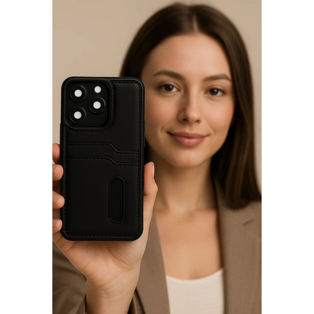 Newface Xiaomi Redmi Note 14 4G Kılıf Sara Kartvizitli Deri Kılıf - Siyah — görsel 4
