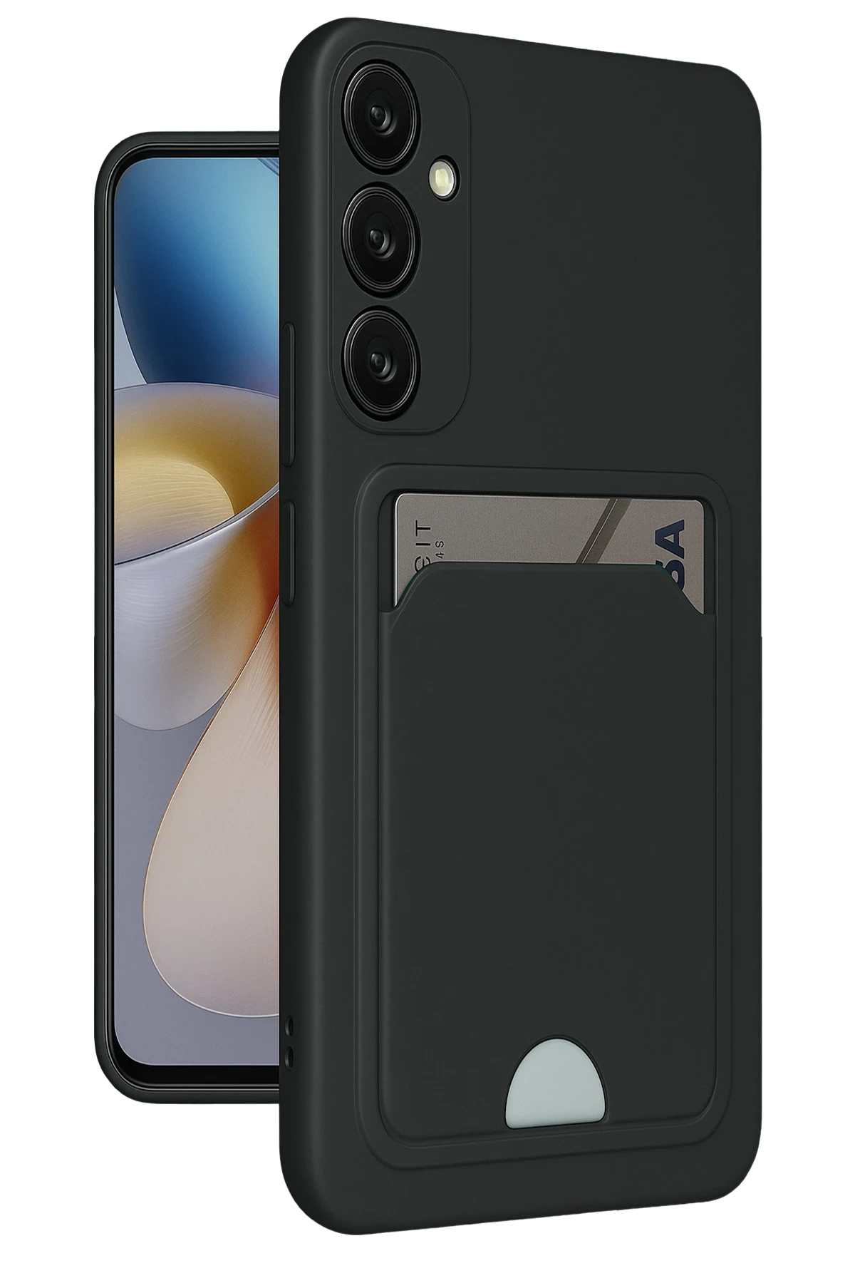Newface Samsung Galaxy A55 5G Kılıf Kelvin Kartvizitli Silikon - Siyah