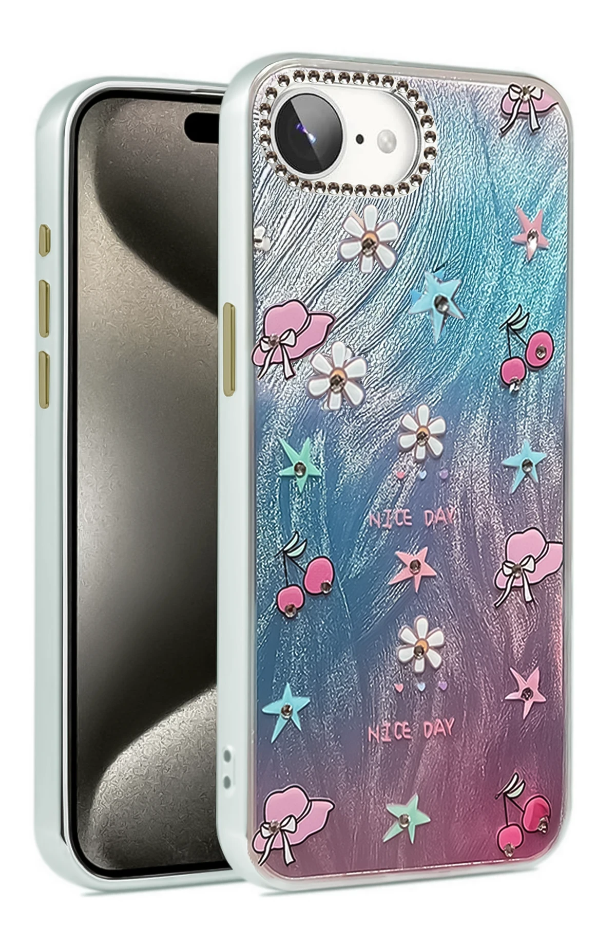 Newface iPhone 16E Kılıf Blade Aynalı Desenli Kapak - Desen 4