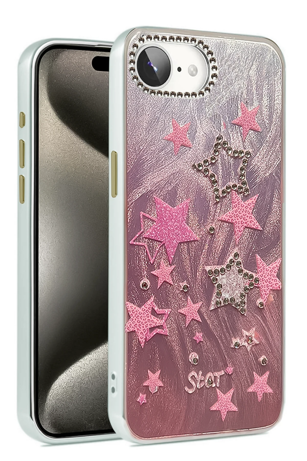 Newface iPhone 16E Kılıf Blade Aynalı Desenli Kapak - Desen 7