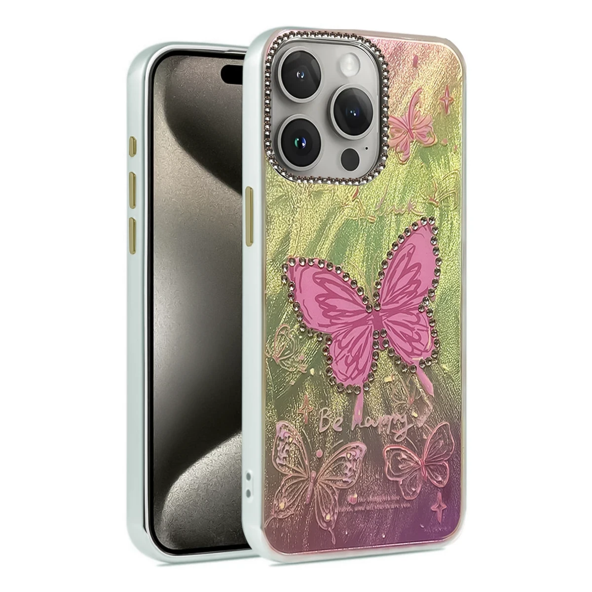 Newface Apple iPhone 15 Pro Kılıf Blade Aynalı Desenli Kapak - Desen 5