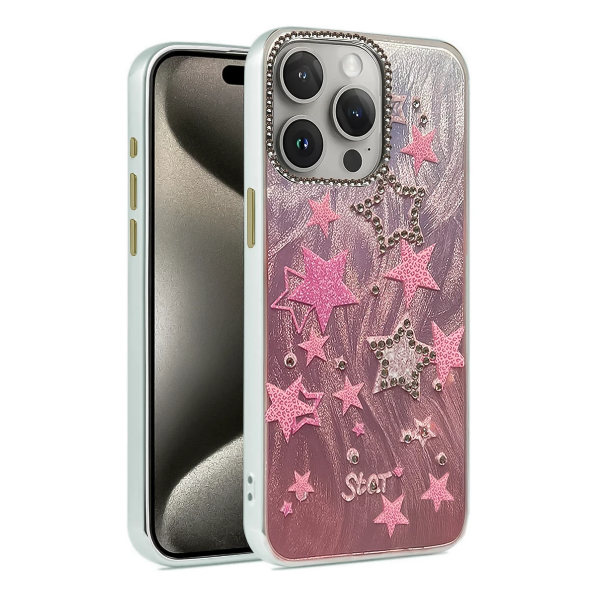 Newface Apple iPhone 15 Pro Kılıf Blade Aynalı Desenli Kapak - Desen 7