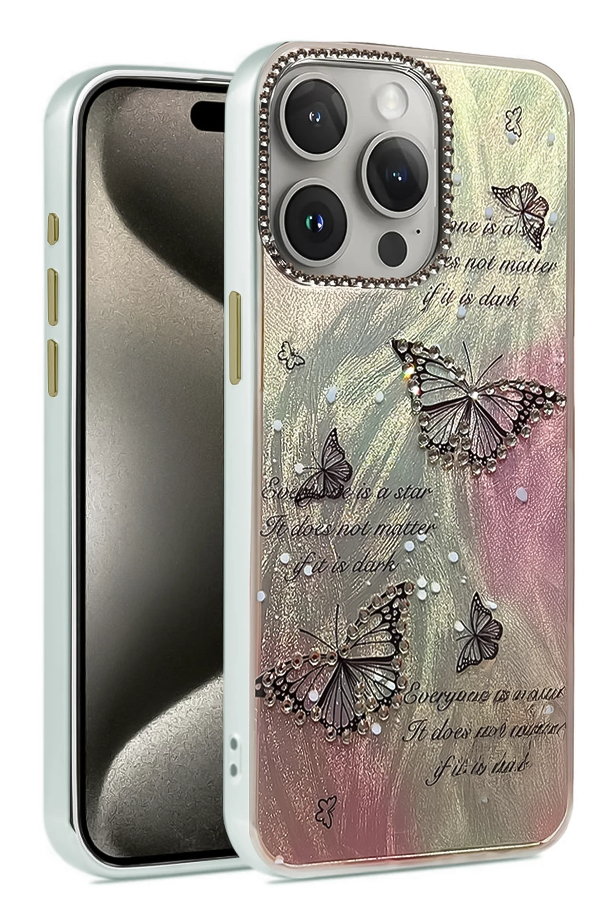 Newface iPhone 15 Pro Max Kılıf Blade Aynalı Desenli Kapak - Desen 6
