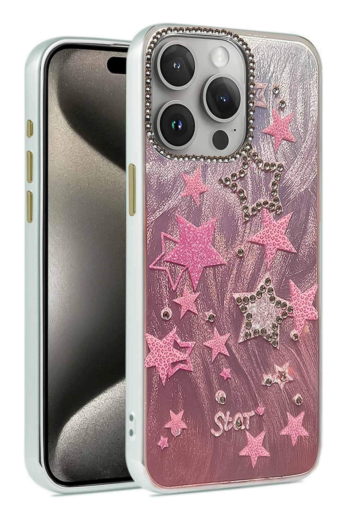 Newface iPhone 15 Pro Max Kılıf Blade Aynalı Desenli Kapak - Desen 7