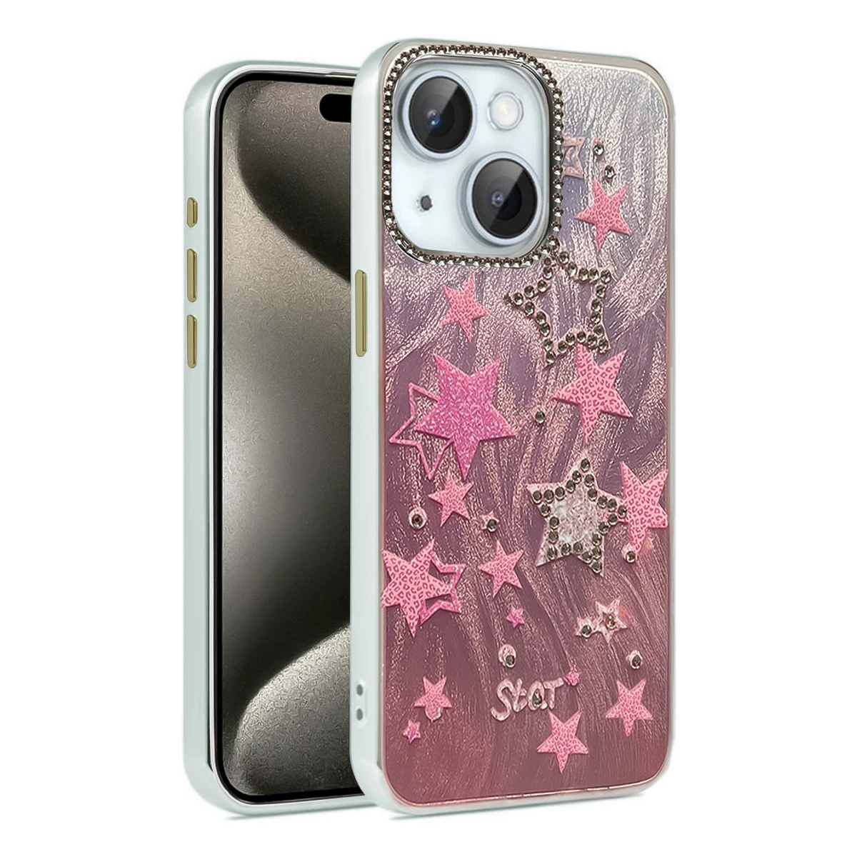 Newface Apple iPhone 15 Plus Kılıf Blade Aynalı Desenli Kapak - Desen 7