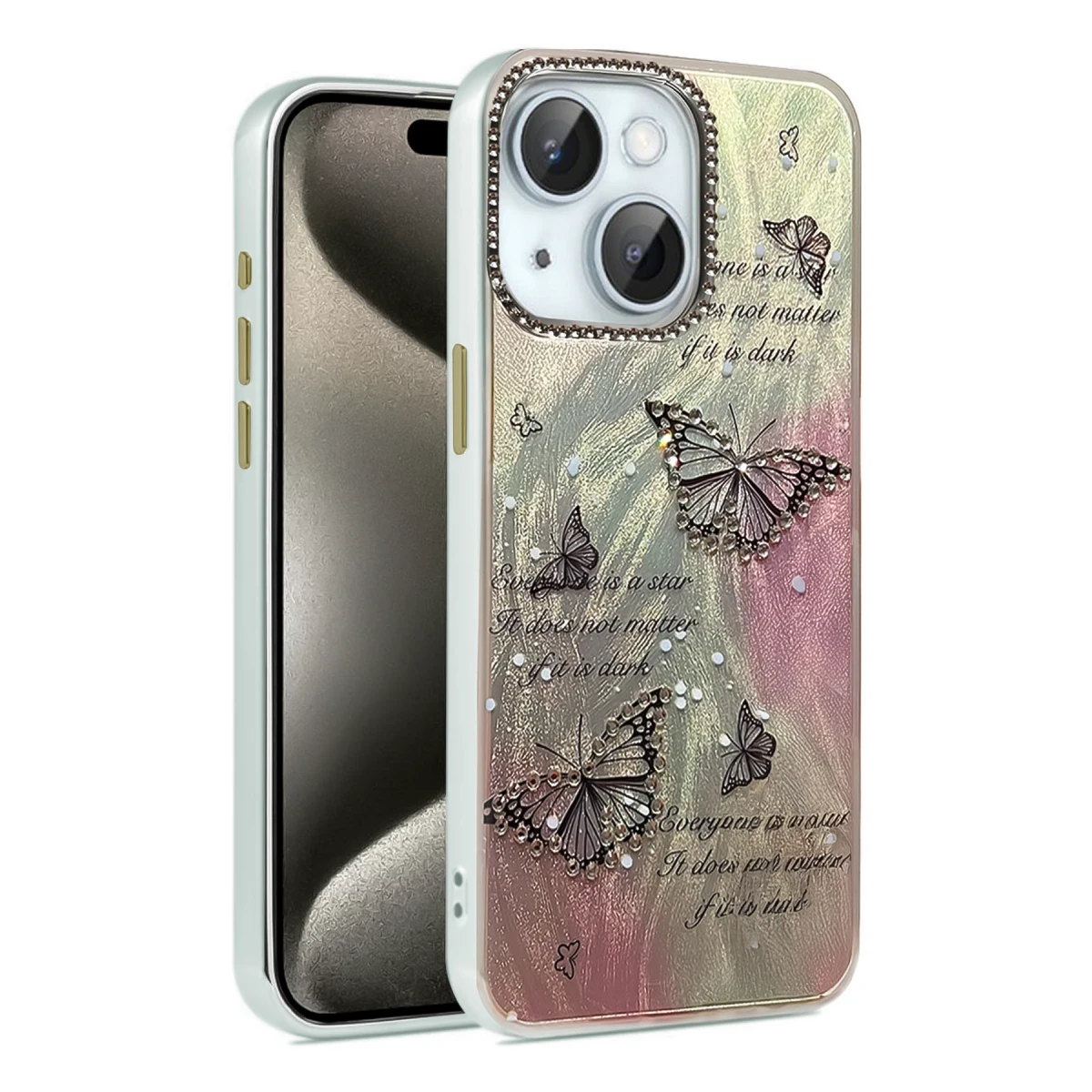 Newface Apple iPhone 15 Kılıf Blade Aynalı Desenli Kapak - Desen 6