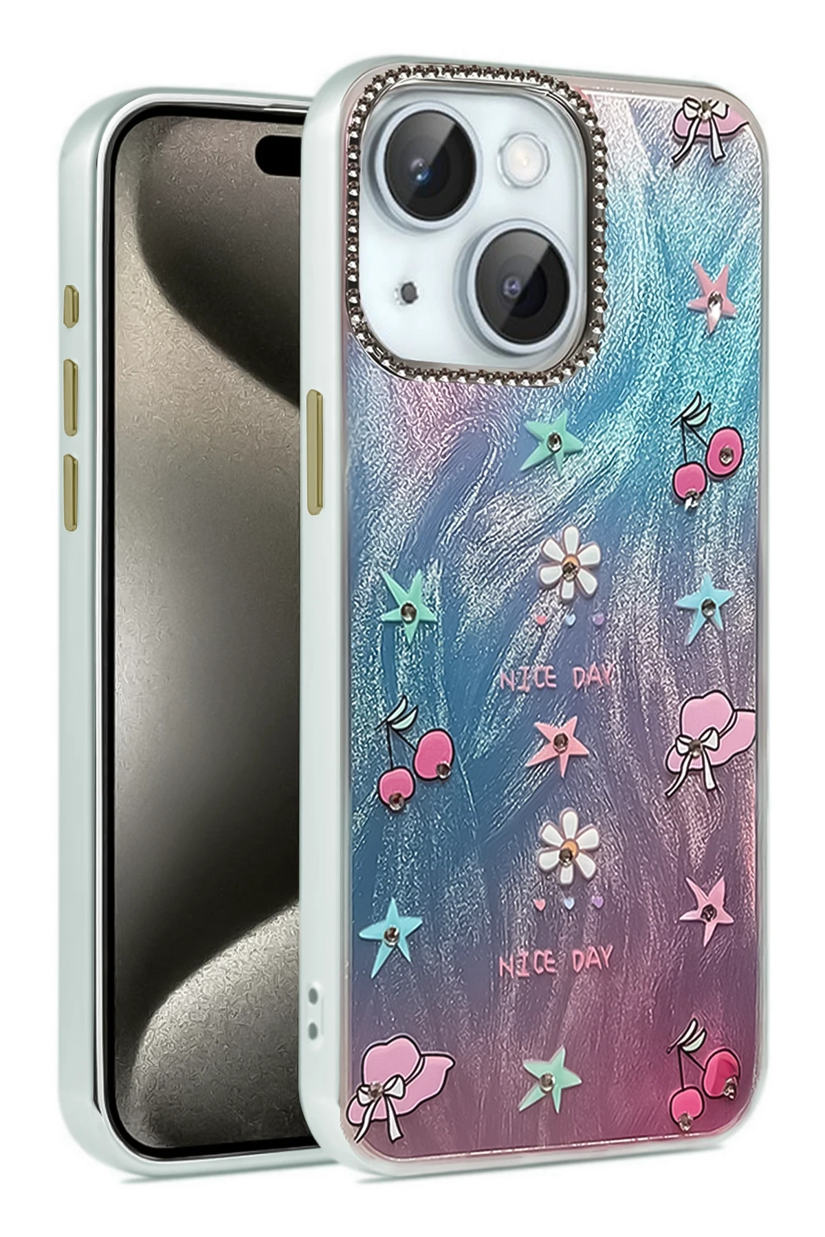 Newface iPhone 14 Kılıf Blade Aynalı Desenli Kapak - Desen 4