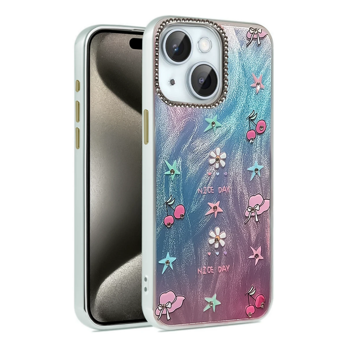 Newface Apple iPhone 14 Kılıf Blade Aynalı Desenli Kapak - Desen 4