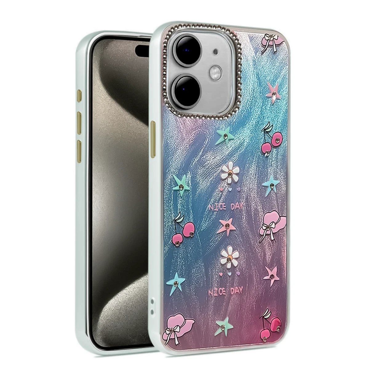 Newface Apple iPhone 12 Kılıf Blade Aynalı Desenli Kapak - Desen 4