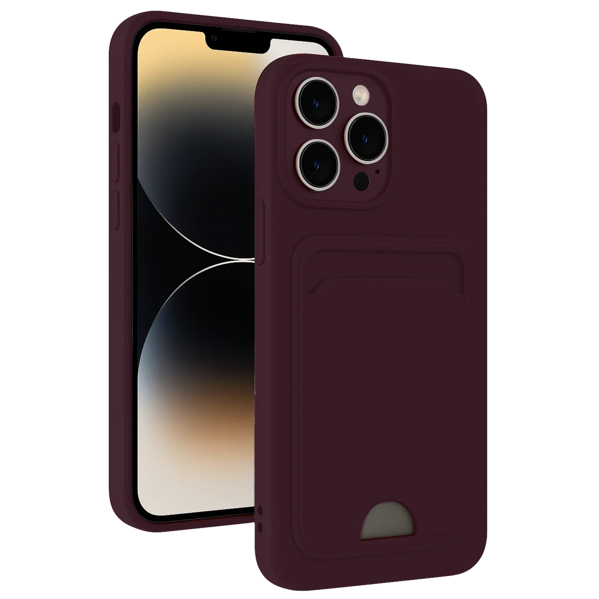 Newface Apple iPhone 13 Pro Kılıf Kelvin Kartvizitli Silikon - Derin Mor