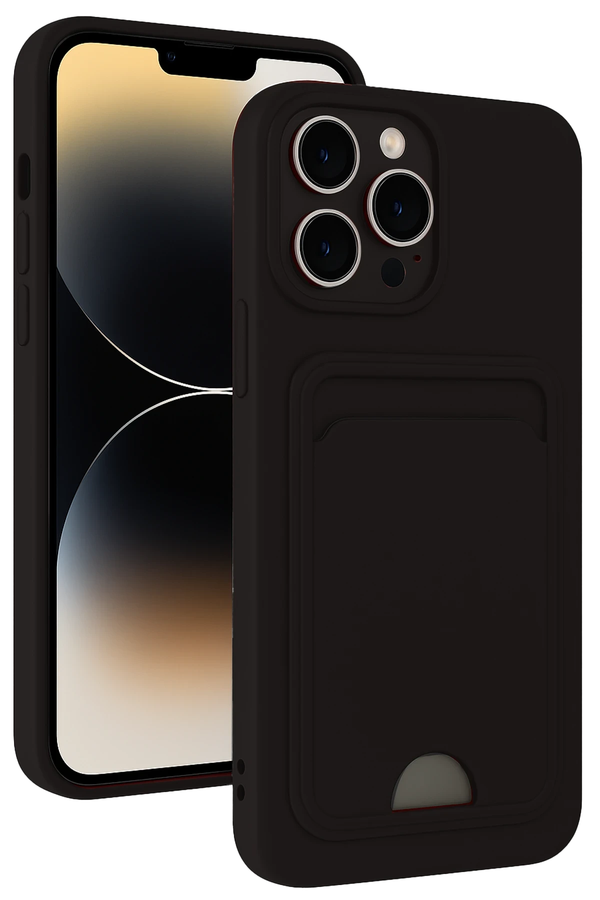 Newface Apple iPhone 13 Pro Kılıf Kelvin Kartvizitli Silikon - Siyah