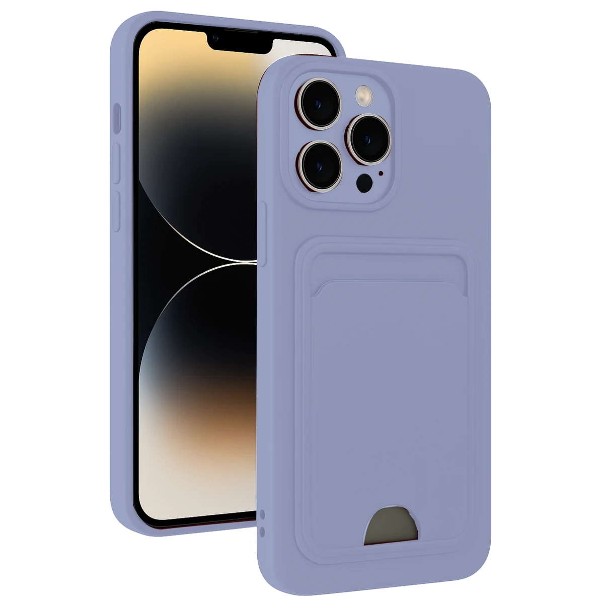 Newface Apple iPhone 13 Pro Kılıf Kelvin Kartvizitli Silikon - Lila