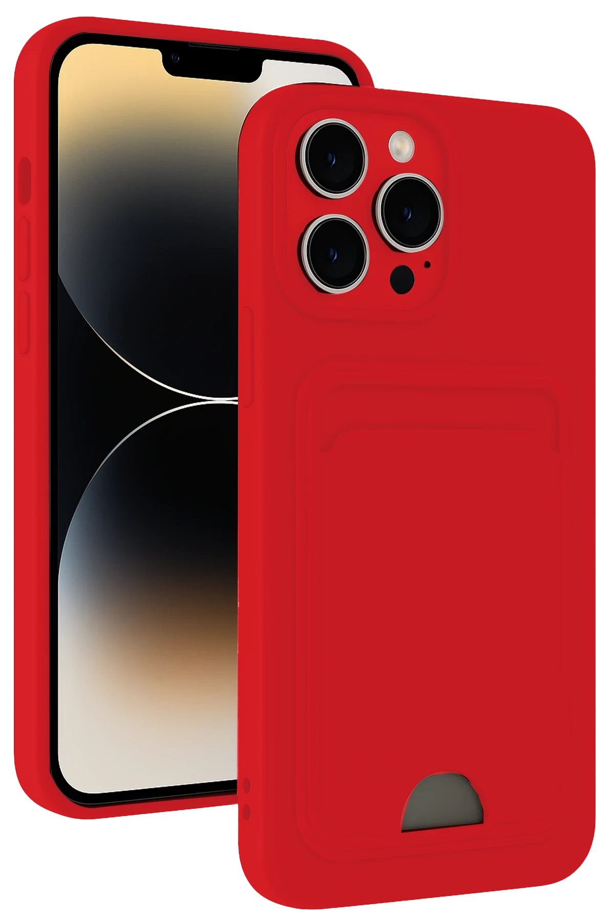 Newface Apple iPhone 13 Pro Kılıf Kelvin Kartvizitli Silikon - Kırmızı
