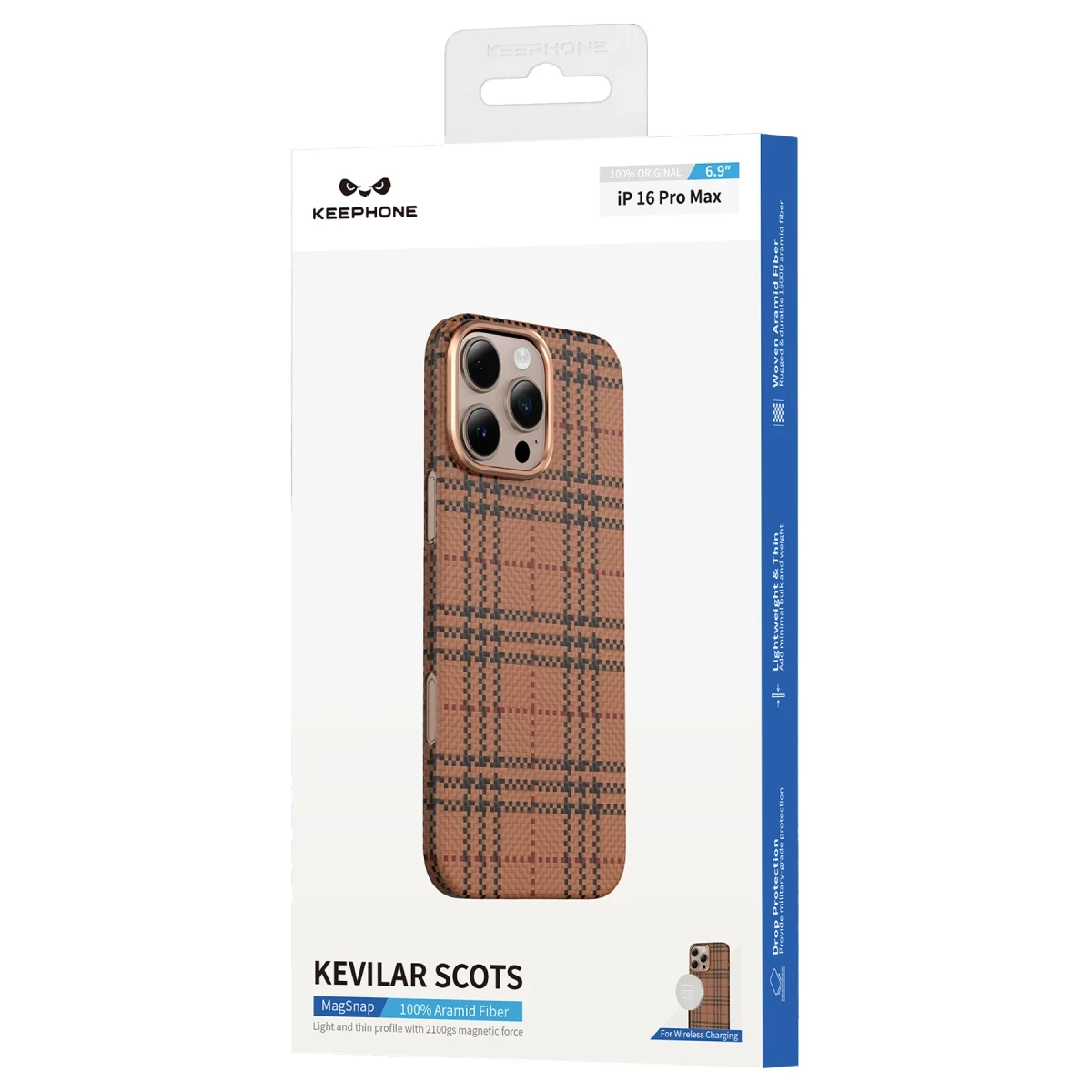 Keephone Apple iPhone 16 Scots Kevlar Magsafe Kılıf - Natural Grey