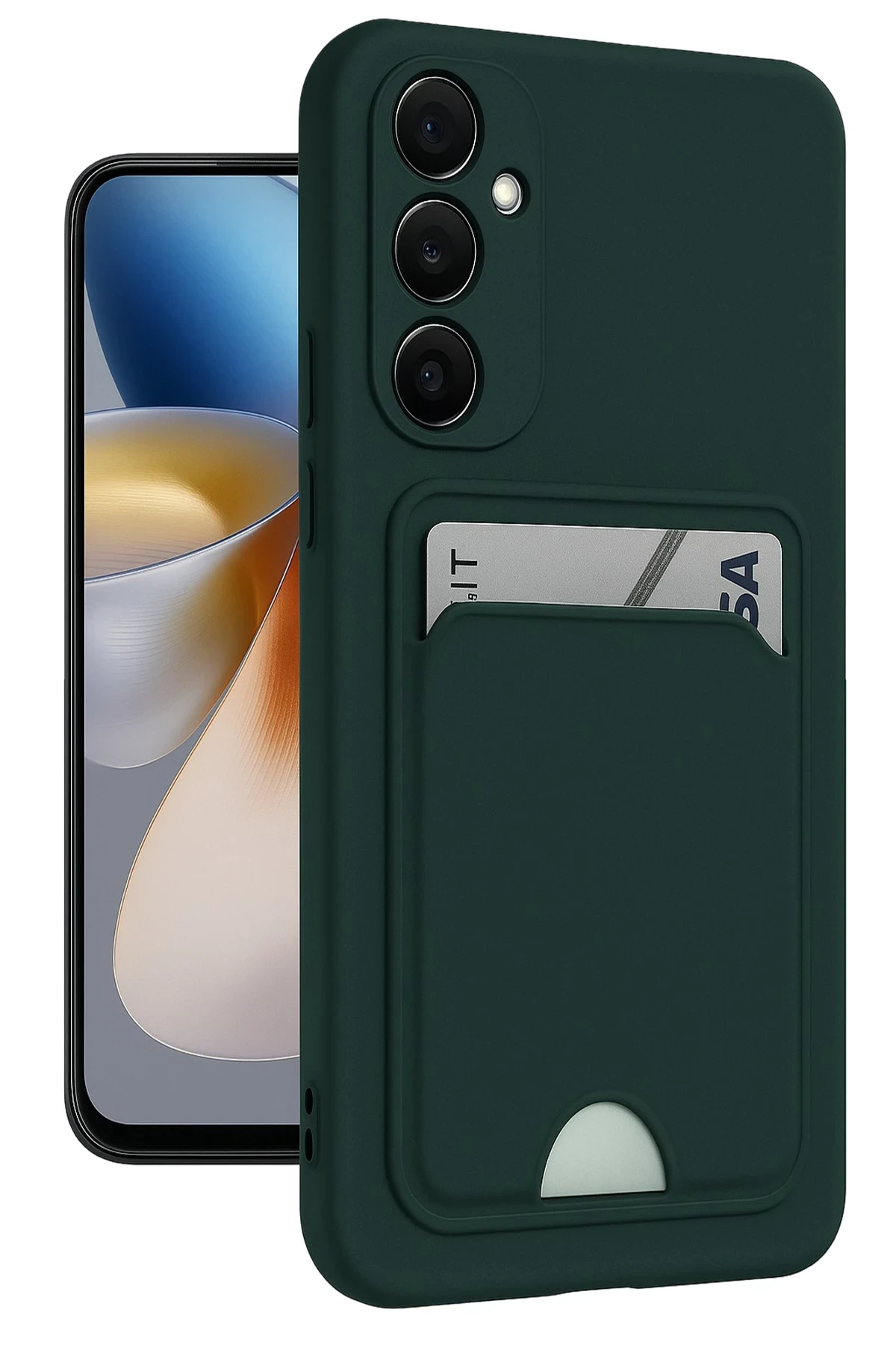 Newface Samsung Galaxy M15 Kelvin Kartvizitli Silikon - Koyu Yeşil