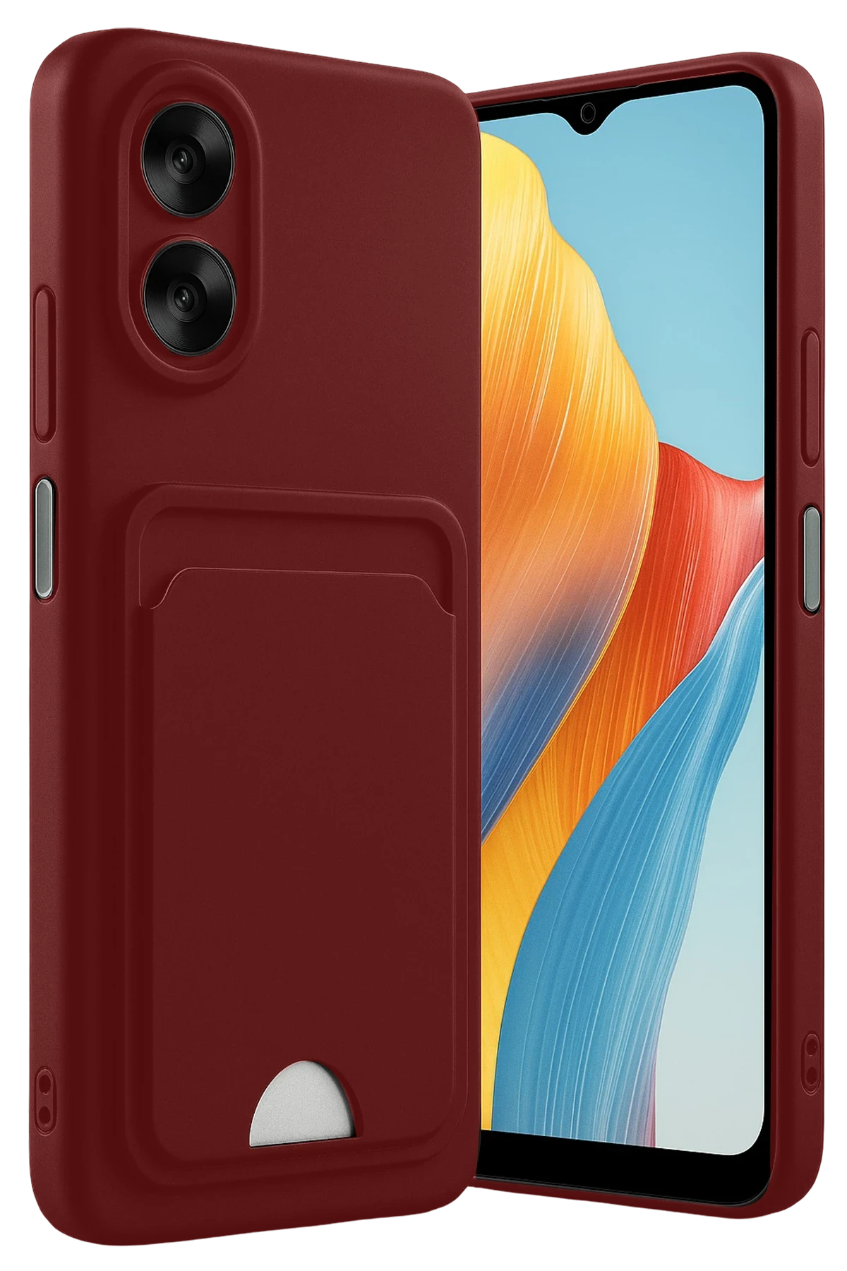 Newface Oppo A38 Kılıf Kelvin Kartvizitli Silikon - Bordo