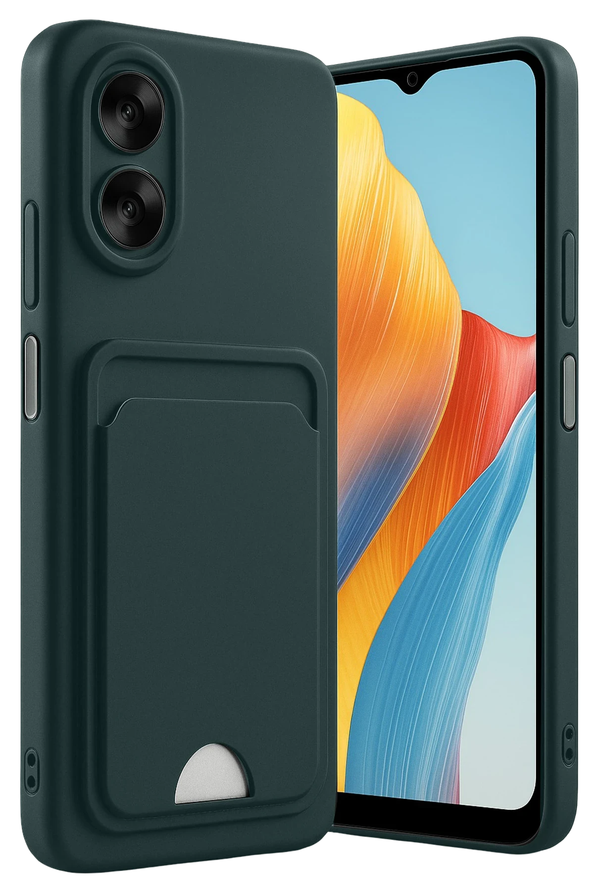 Newface Oppo A38 Kılıf Kelvin Kartvizitli Silikon - Koyu Yeşil