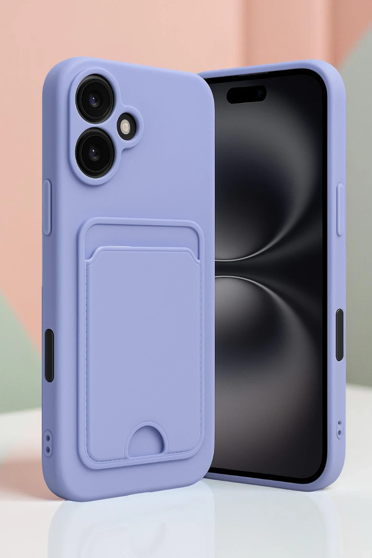 Newface iPhone 16 Kılıf Kelvin Kartvizitli Silikon - Açık Yeşil