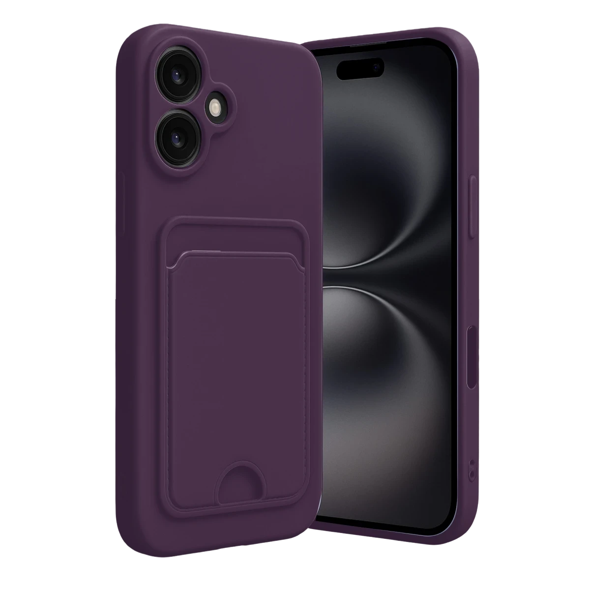 Newface Apple iPhone 16 Kılıf Kelvin Kartvizitli Silikon - Derin Mor