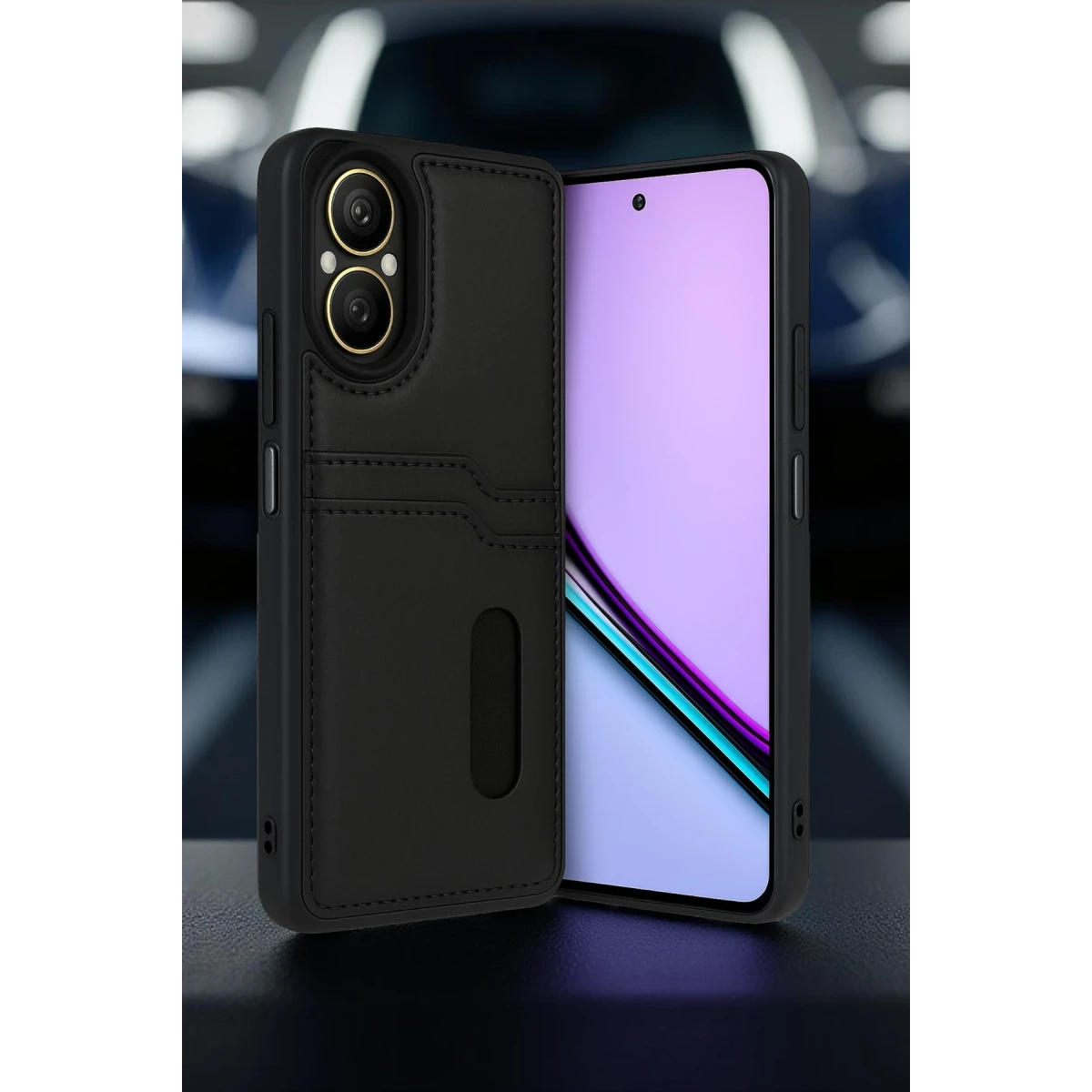 Newface Realme 12 Lite Kılıf Sara Kartvizitli Deri Kılıf - Siyah — görsel 4