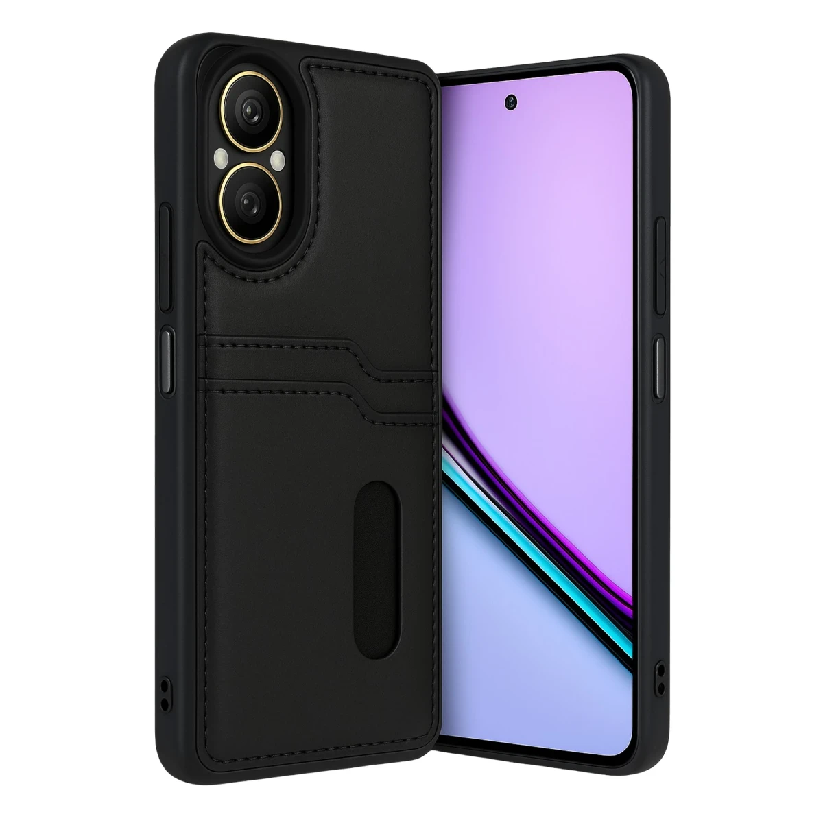 Newface Realme 12 Lite Kılıf Sara Kartvizitli Deri Kılıf - Siyah — görsel 3