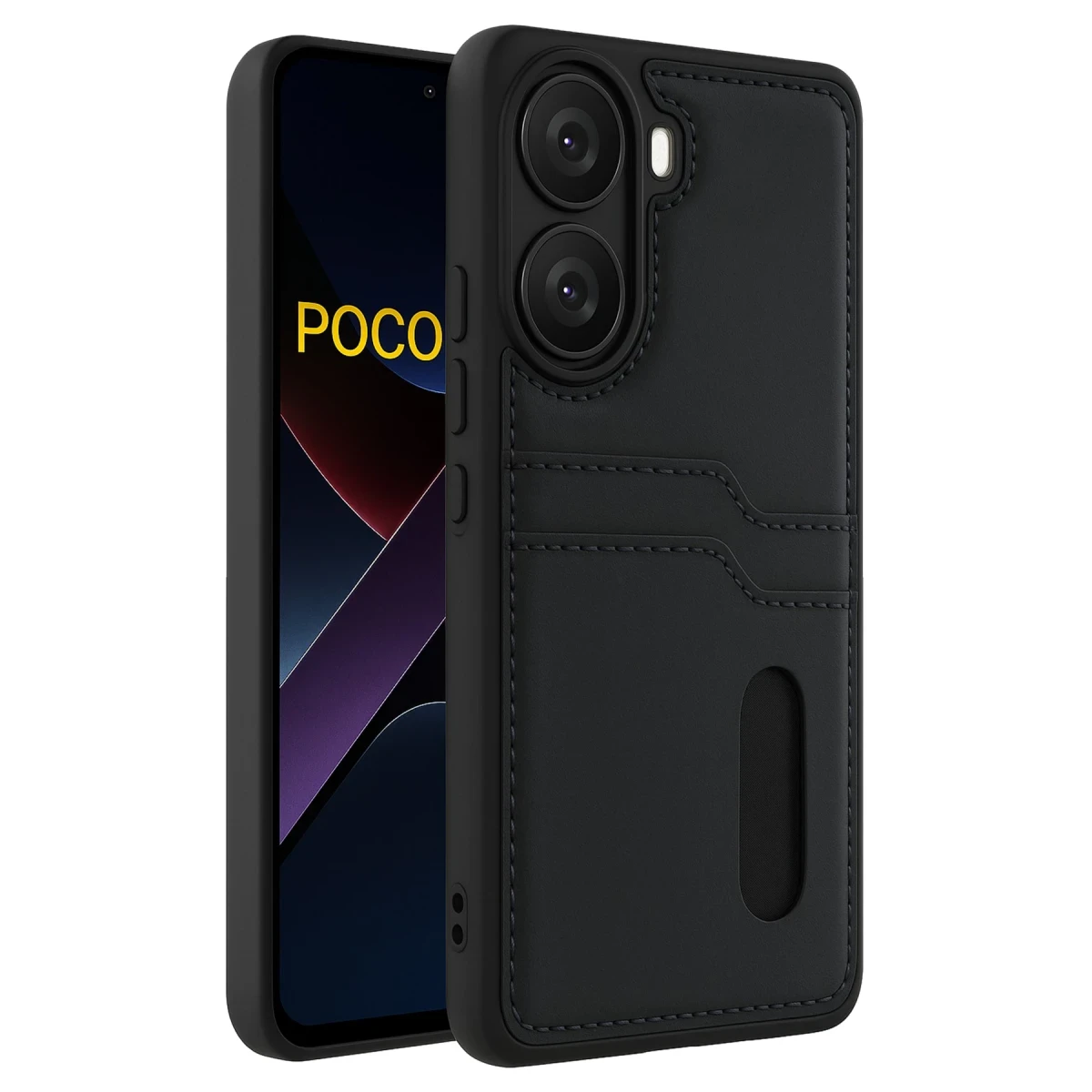 Newface Xiaomi Poco X7 Pro Kılıf Sara Kartvizitli Deri Kılıf - Siyah — görsel 3