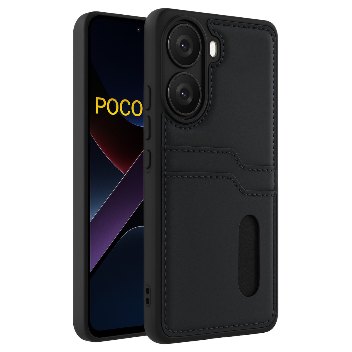 Newface Xiaomi Poco X7 Pro Kılıf Sara Kartvizitli Deri Kılıf - Siyah — görsel 5