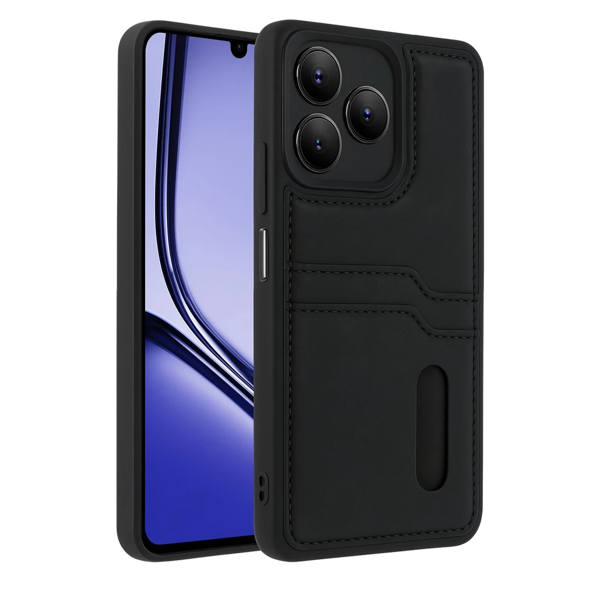 Newface Realme Note 50 4G Kılıf Sara Kartvizitli Deri Kılıf - Siyah — görsel 3