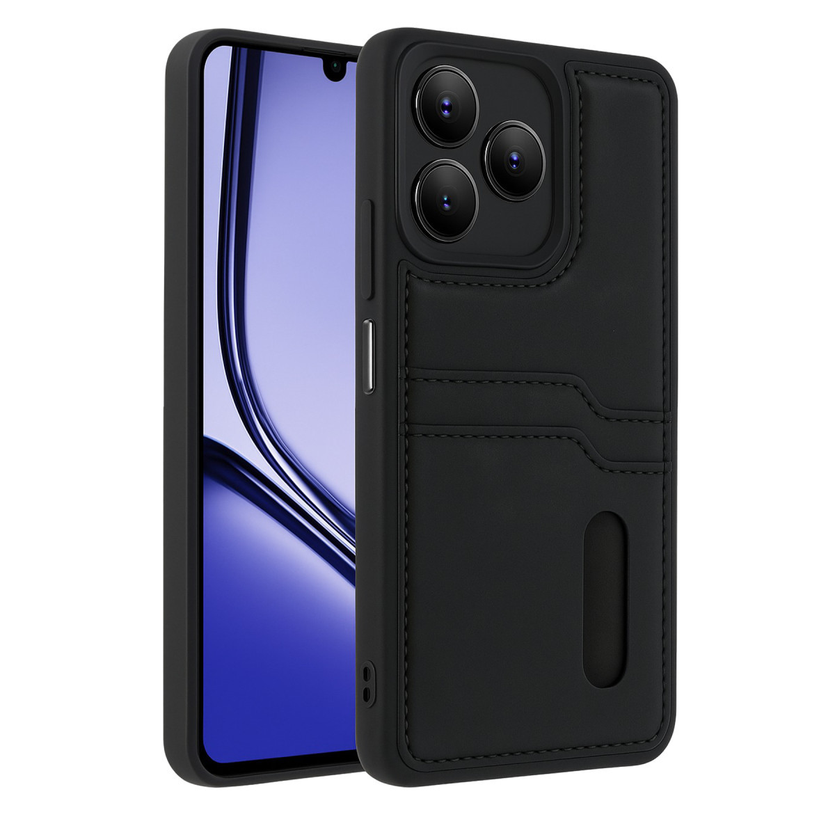 Newface Realme Note 50 4G Kılıf Sara Kartvizitli Deri Kılıf - Siyah — görsel 5