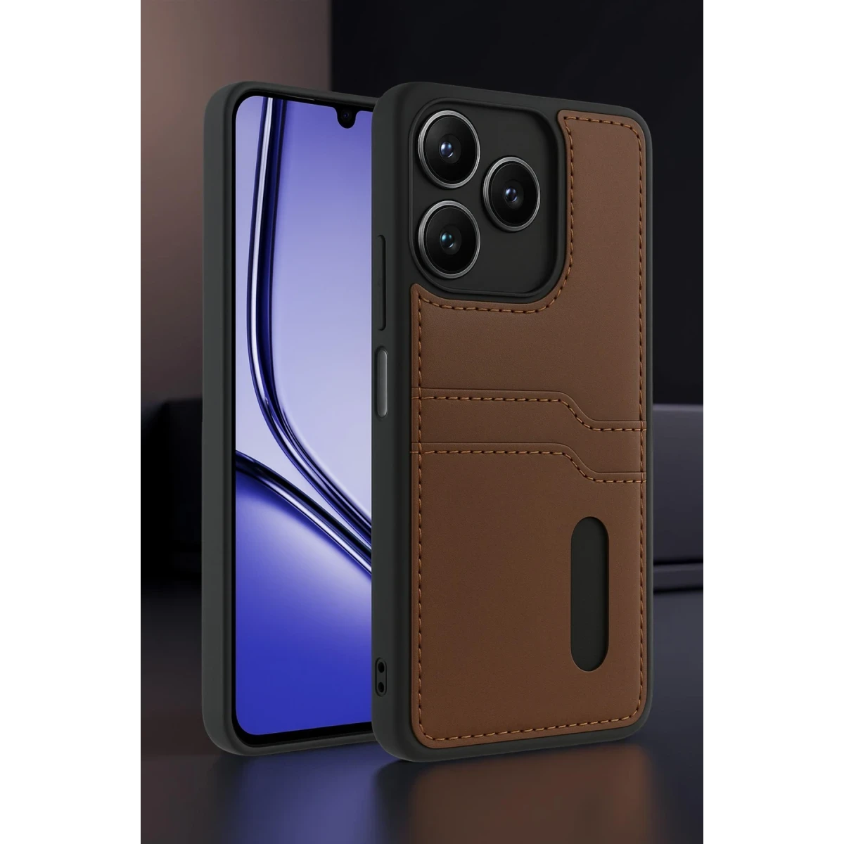 Newface Realme Note 50 4G Kılıf Sara Kartvizitli Deri Kılıf - Siyah — görsel 4