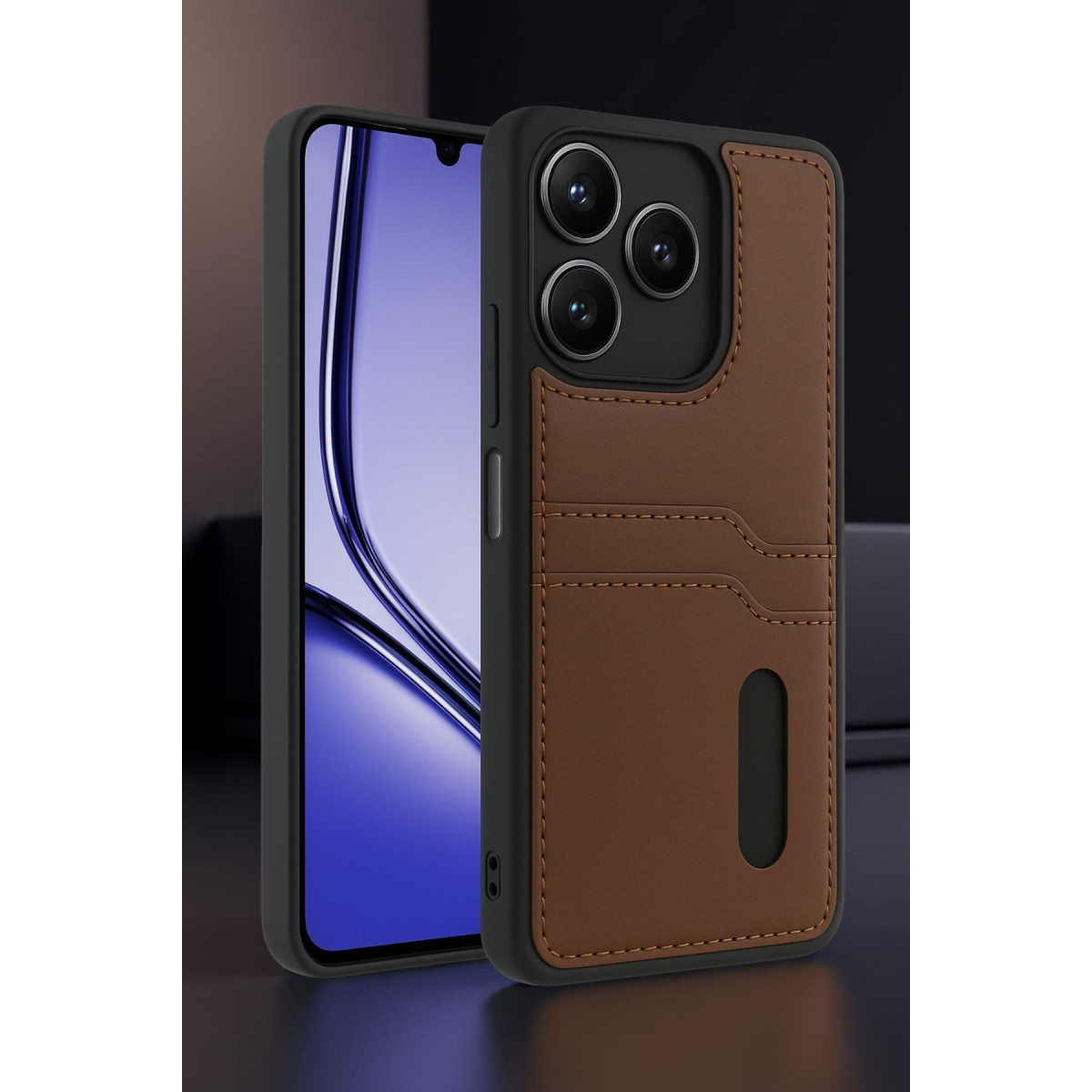 Newface Realme Note 50 4G Kılıf Sara Kartvizitli Deri Kılıf - Siyah — görsel 6