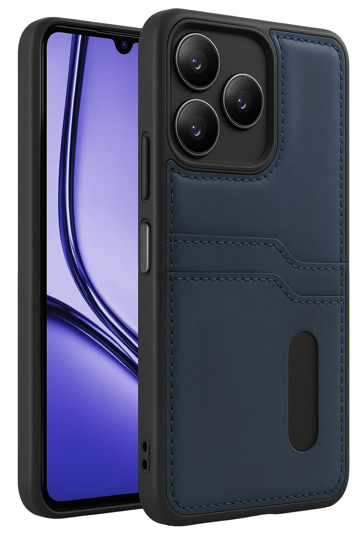 Newface Realme Note 50 4G Kılıf Sara Kartvizitli Deri Kılıf - Lacivert
