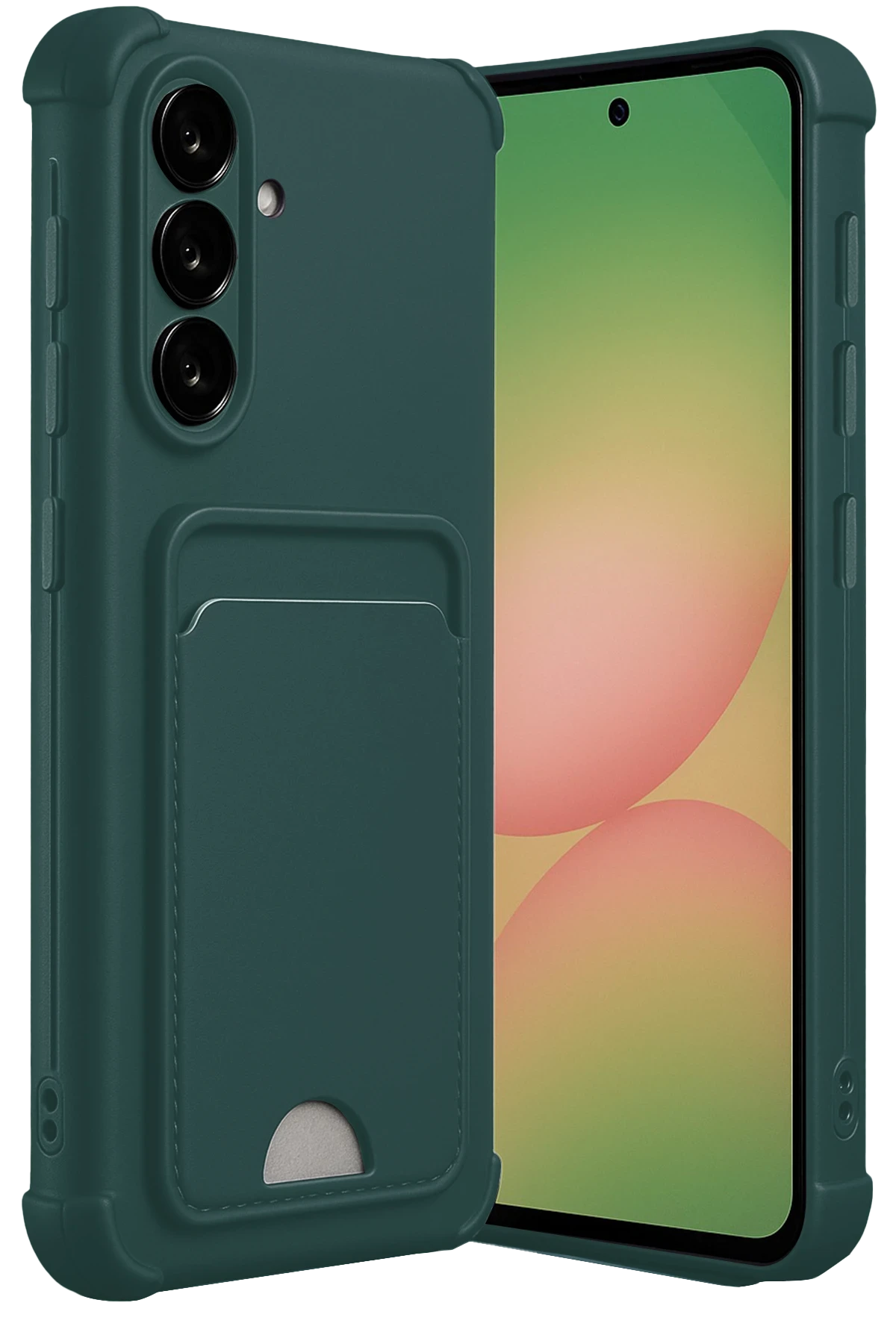 Newface Samsung Galaxy A36 Kılıf Kelvin Kartvizitli Silikon - Koyu Yeşil