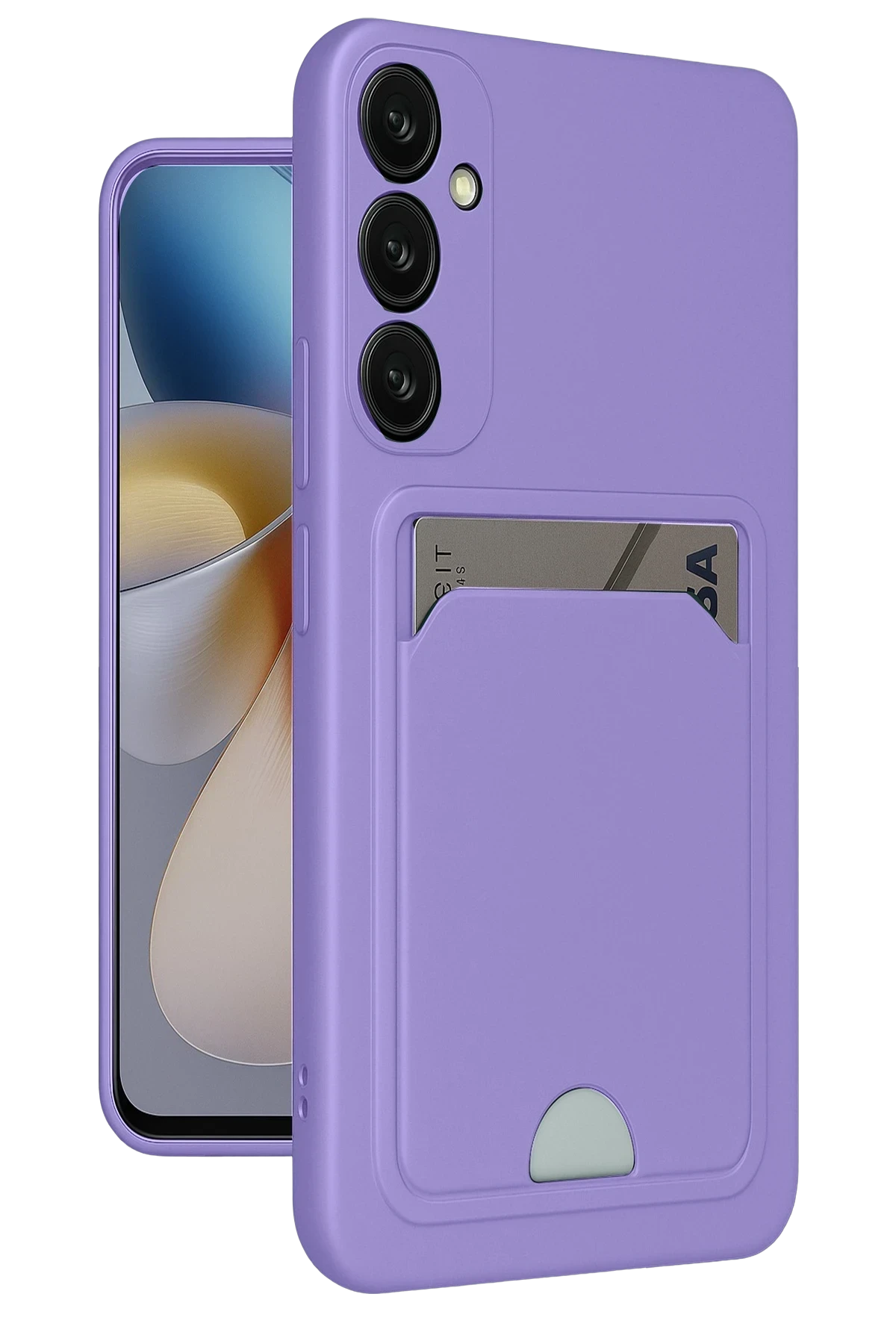 Newface Samsung Galaxy A55 5G Kılıf Kelvin Kartvizitli Silikon - Lila