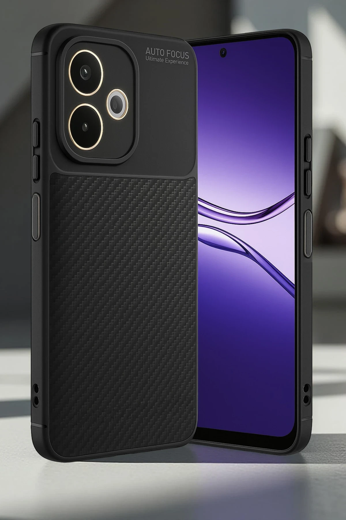 Newface Oppo A5 Pro 4G Kılıf Auto Focus Karbon Kapak - Siyah — görsel 2