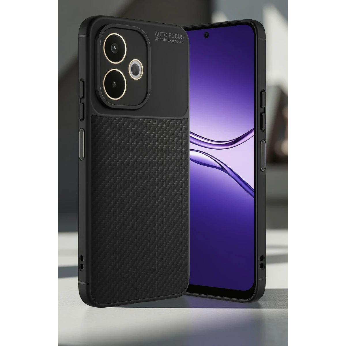Newface Oppo A5 Pro 4G Kılıf Auto Focus Karbon Kapak - Siyah — görsel 4