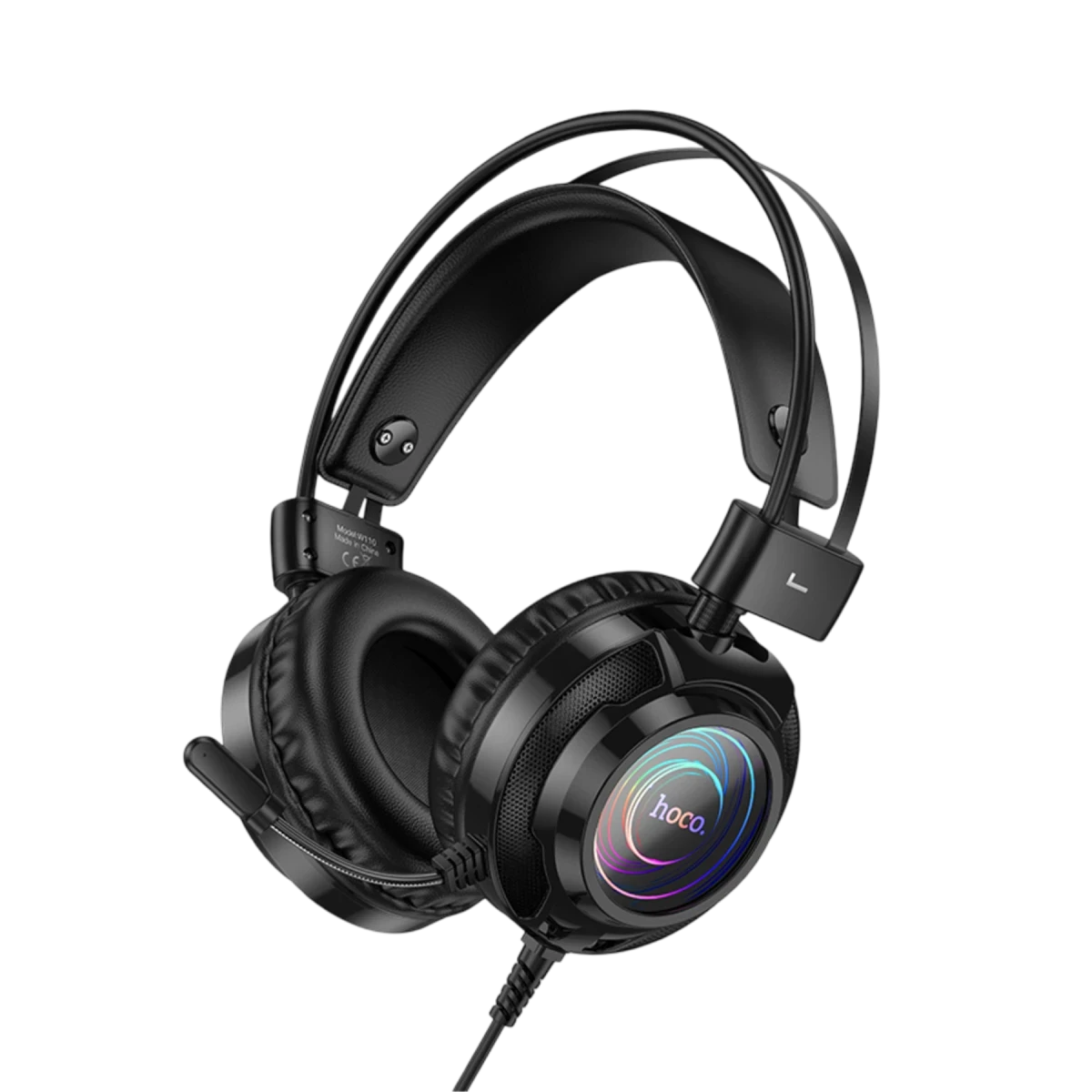 Hoco. W110 RGB Aydınlatmalı 2M Kablolu Kafaüstü Gaming Kulaklık - Siyah