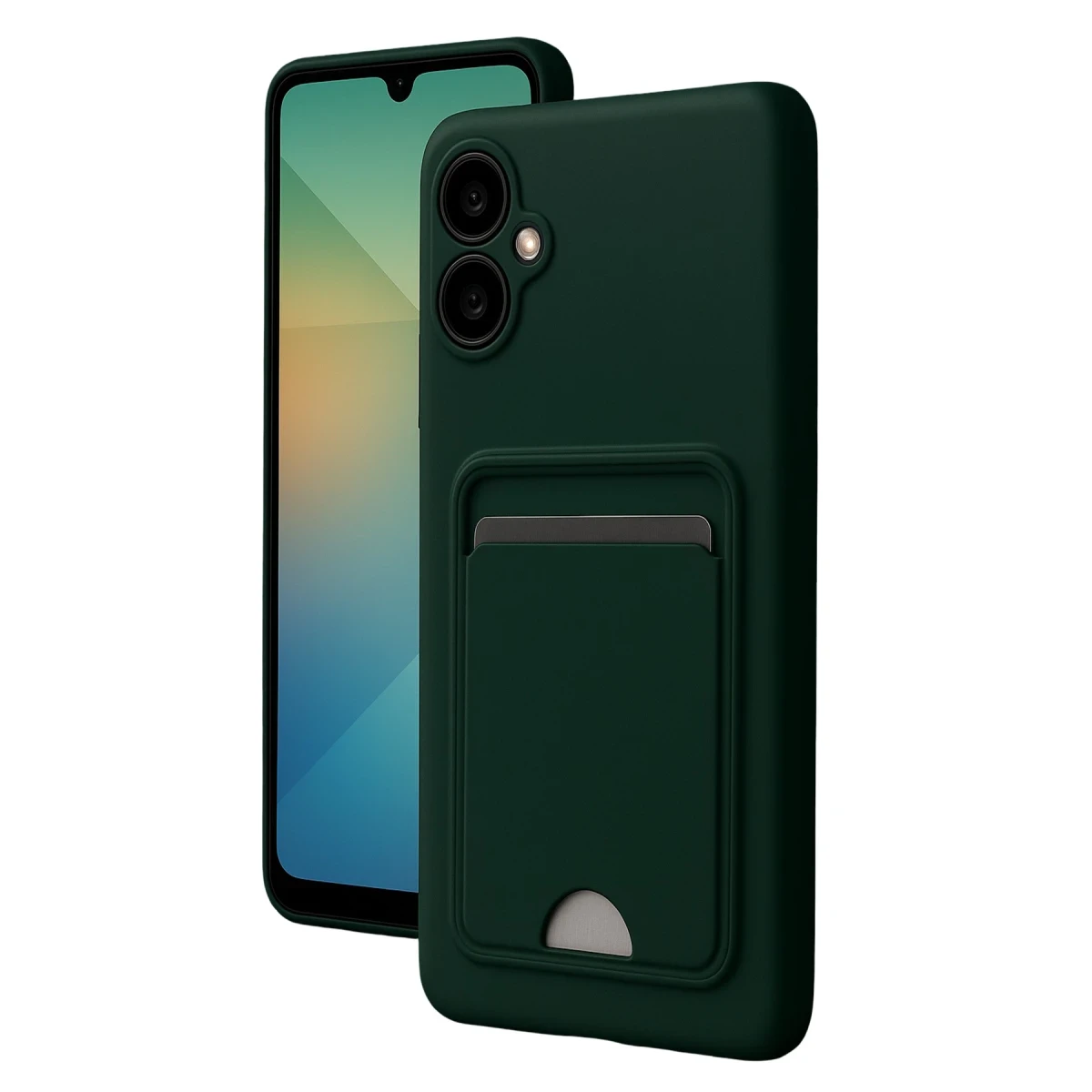 Newface Samsung Galaxy A06 Kılıf Kelvin Kartvizitli Silikon - Koyu Yeşil