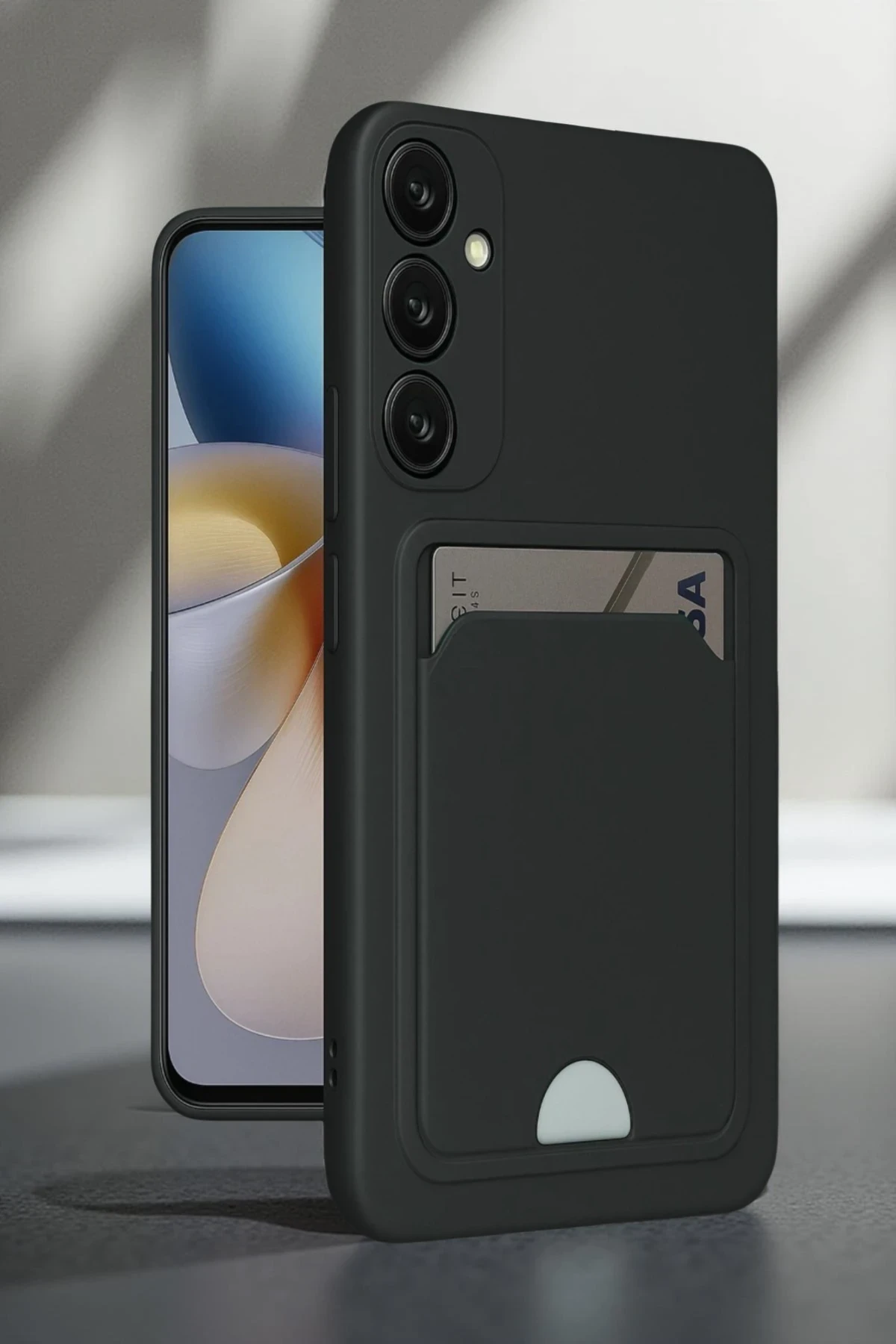 Newface Samsung Galaxy A16 5G Kılıf Kelvin Kartvizitli Silikon - Koyu Yeşil