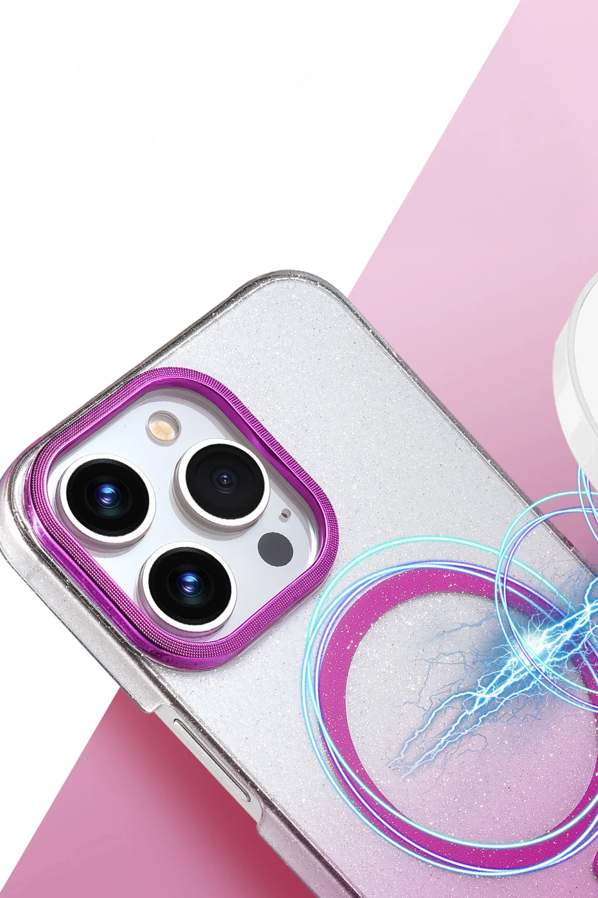 Newface Apple iPhone 15 Pro Max Glossy Magsafe Kapak - Mor