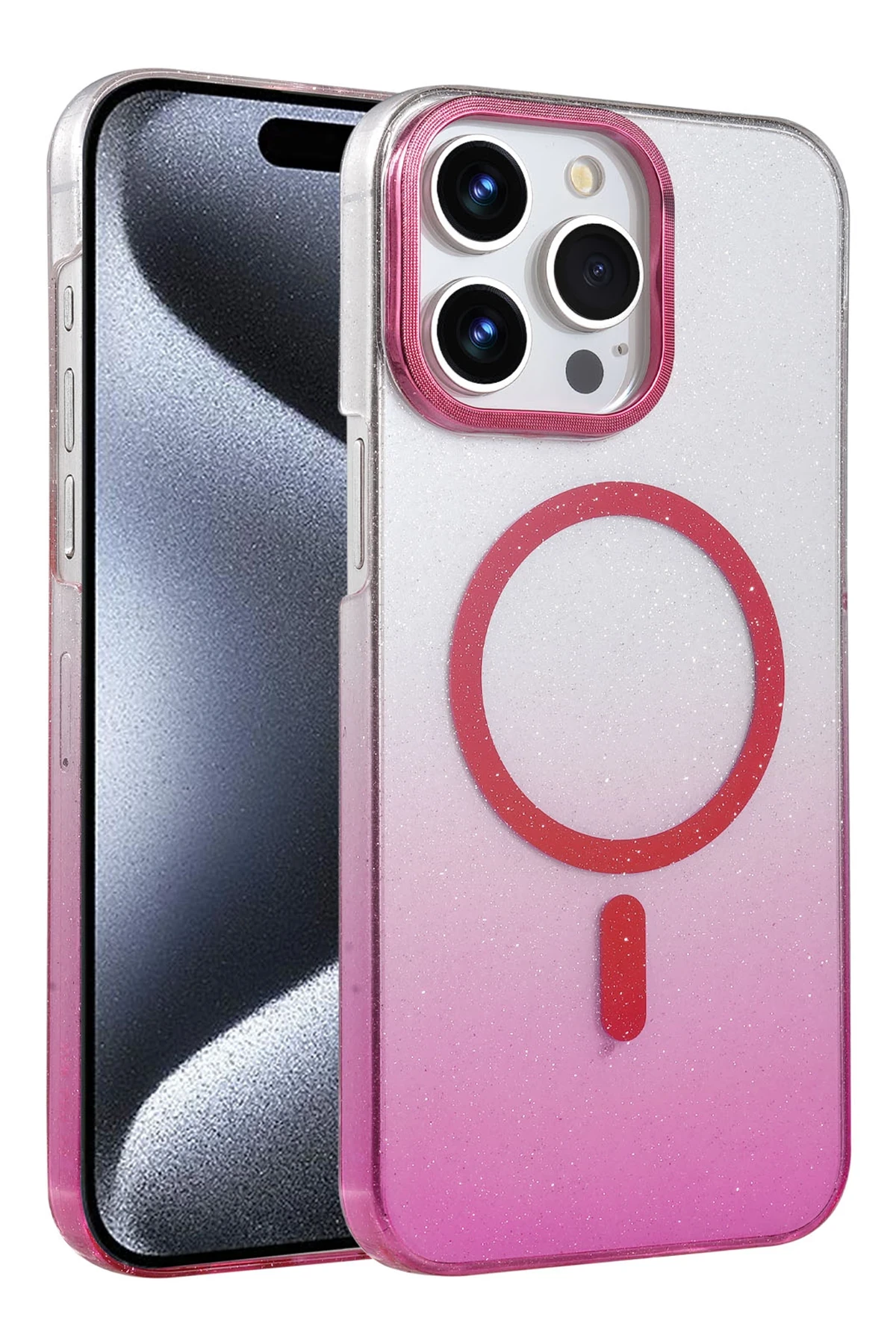 Newface Apple iPhone 15 Pro Max Glossy Magsafe Kapak - Pembe