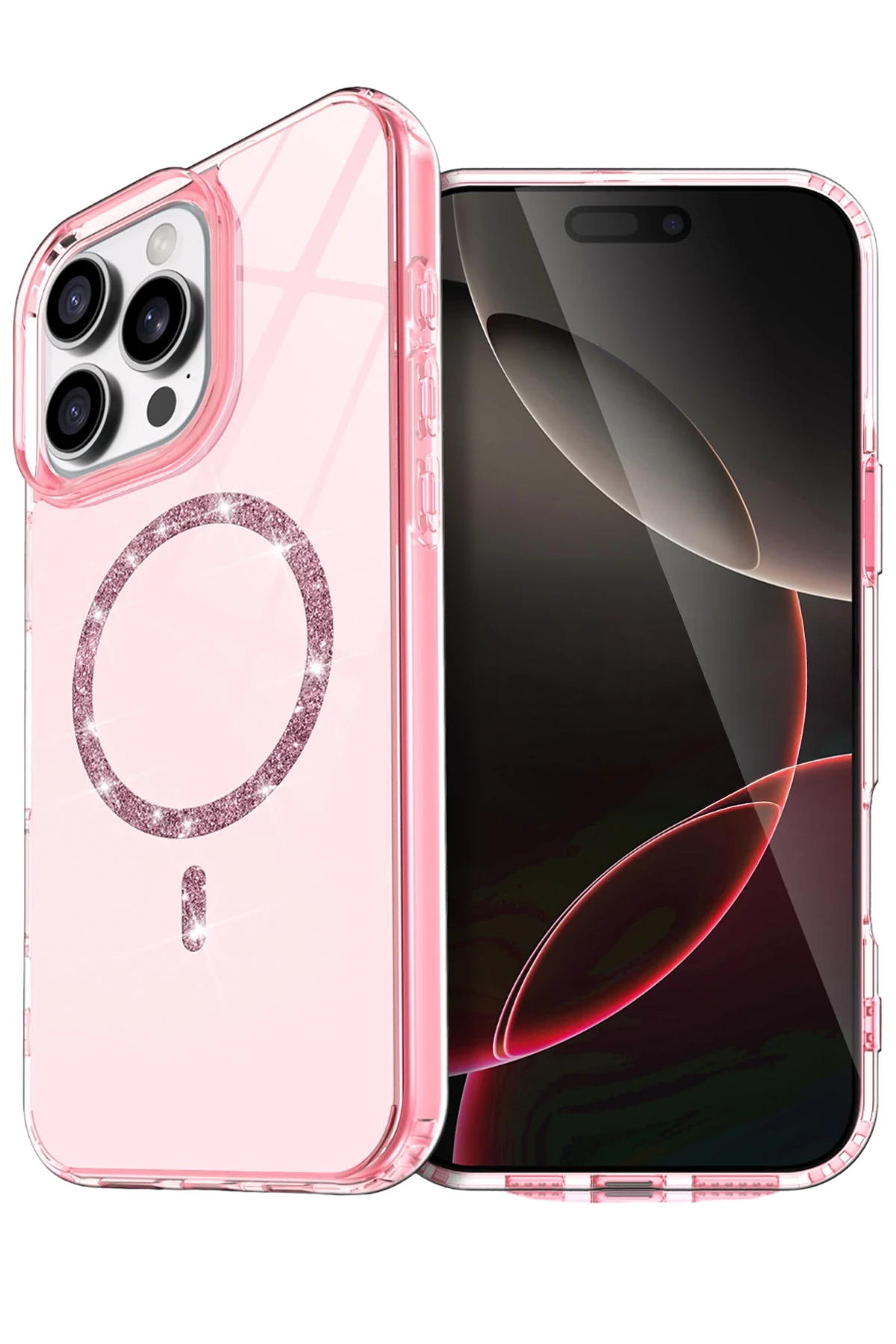 Newface Apple iPhone 14 Pro Max Live Diamond Magsafe Kapak - Pembe