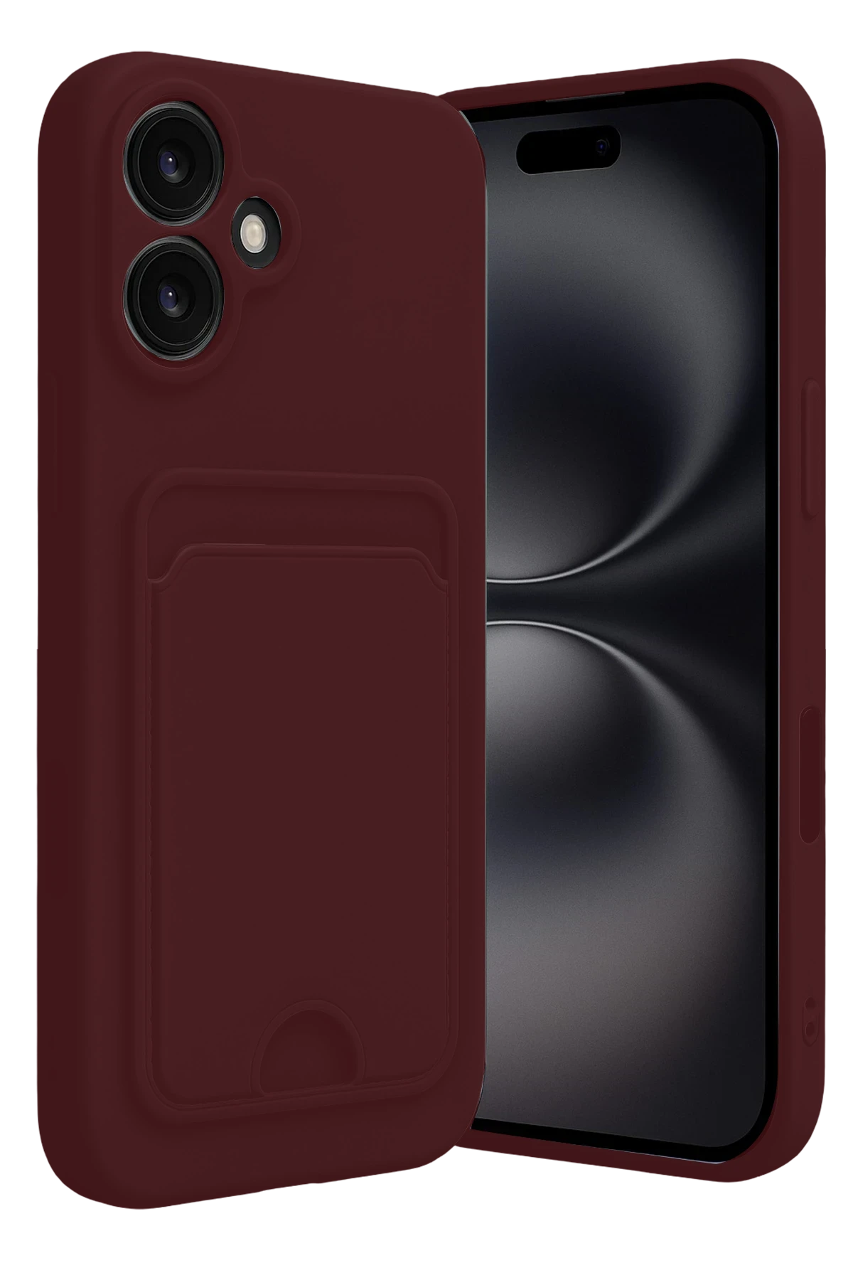 Newface iPhone 16 Kılıf Kelvin Kartvizitli Silikon - Bordo