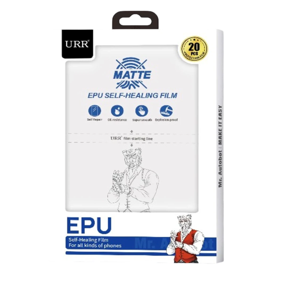 URR EPU HD Makine Auto Repair Mat Seramik Nano Ekran Koruyucu 20 Adet - Şeffaf