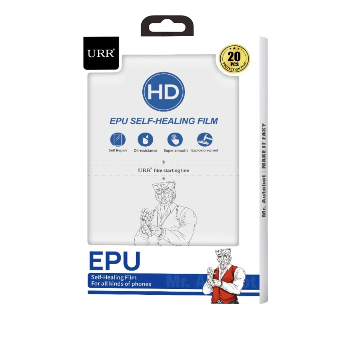URR EPU HD Makine Auto Repair Seramik Nano Ekran Koruyucu 20 Adet - Şeffaf