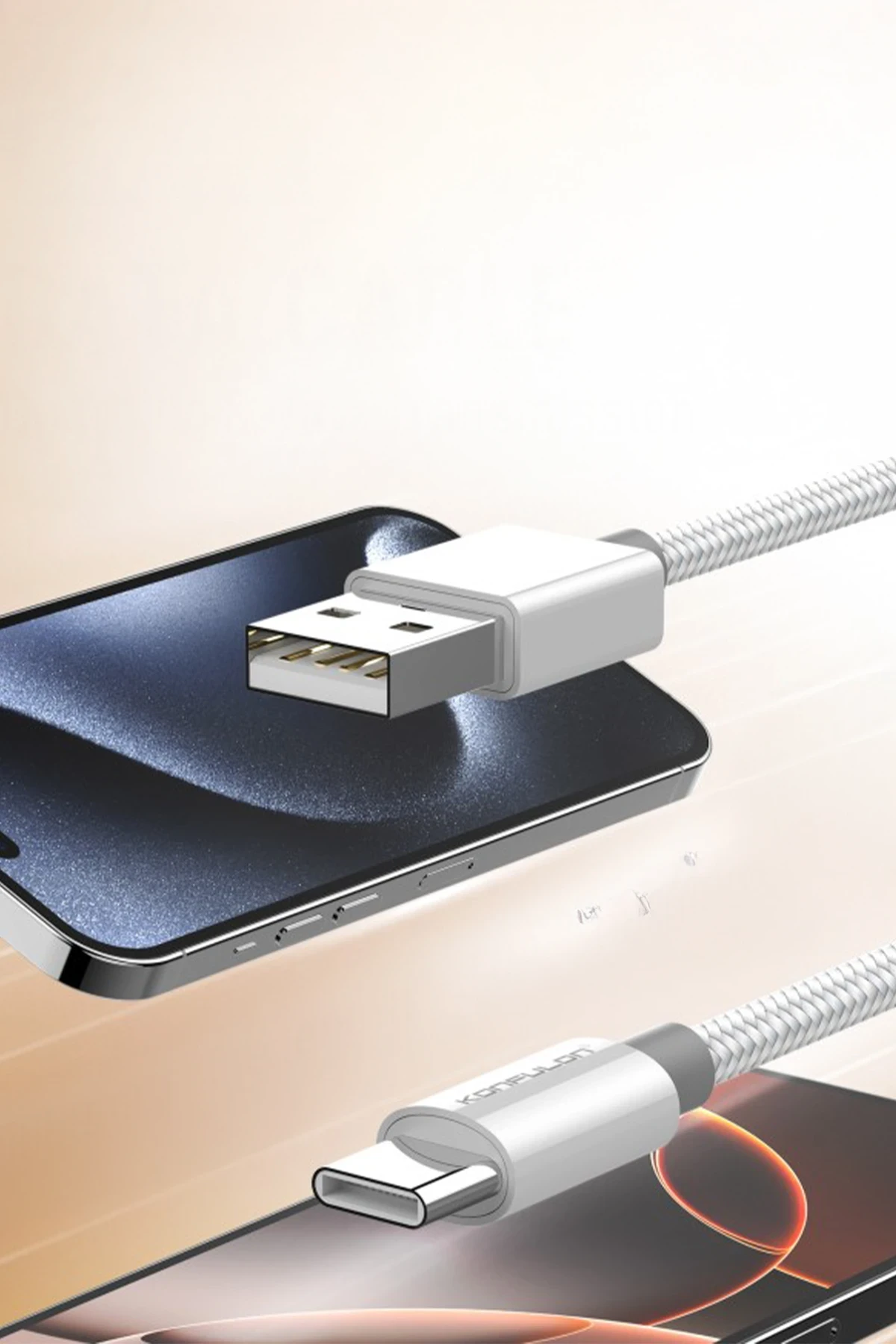 Konfulon DC80 1M 3A USB to Type-C Hızlı Şarj Kablo - Beyaz — görsel 2