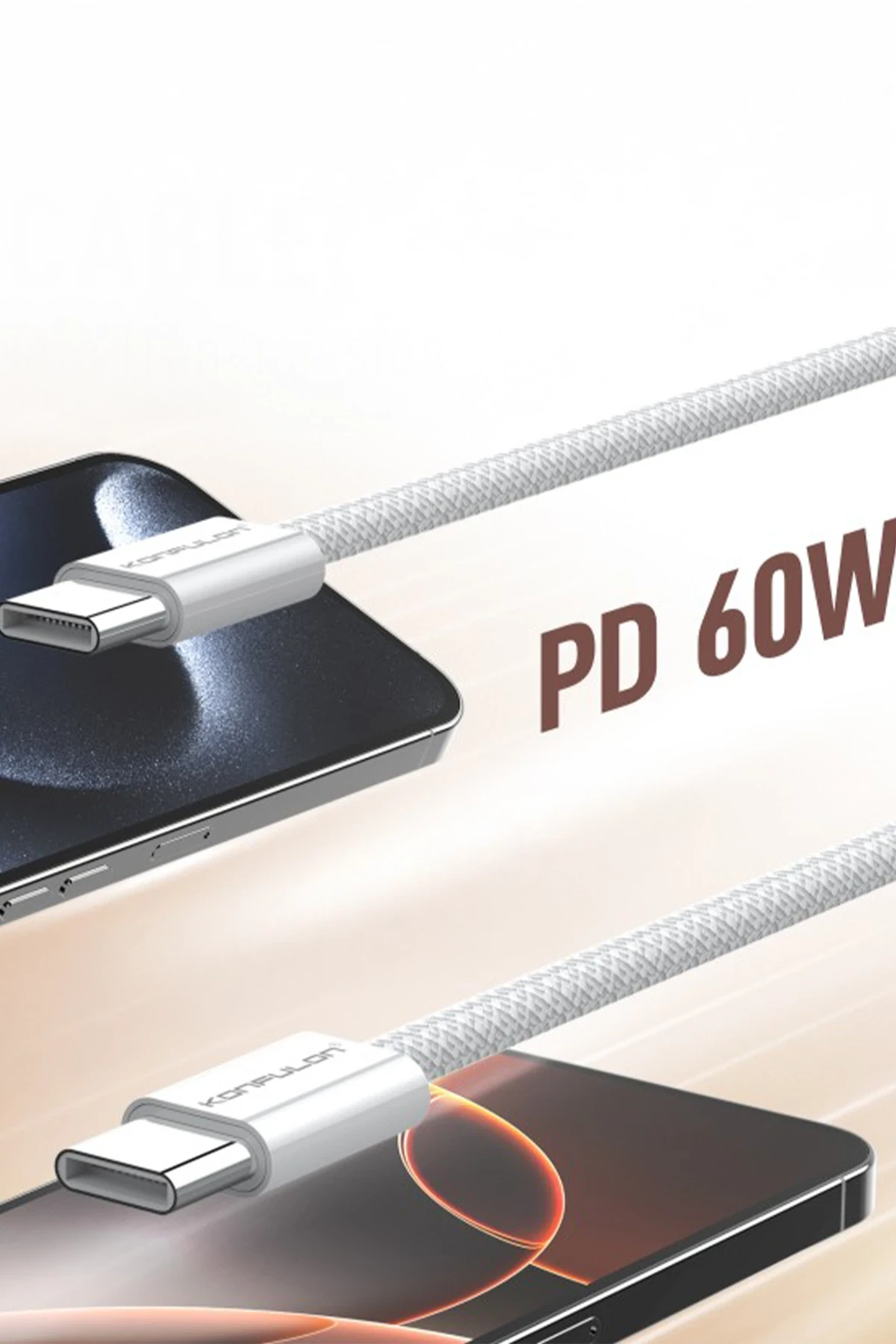 Konfulon DC82 1M 60W Type-C to Type-C  PD Hızlı Şarj Kablo - Beyaz — görsel 2