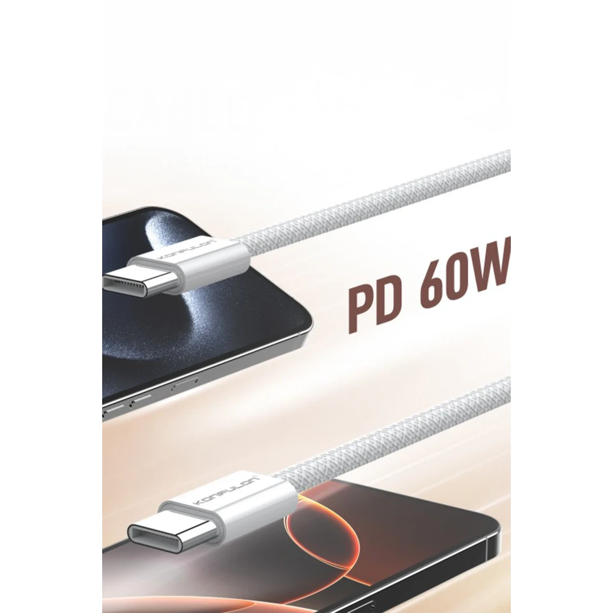 Konfulon DC82 1M 60W Type-C to Type-C  PD Hızlı Şarj Kablo - Beyaz — görsel 7