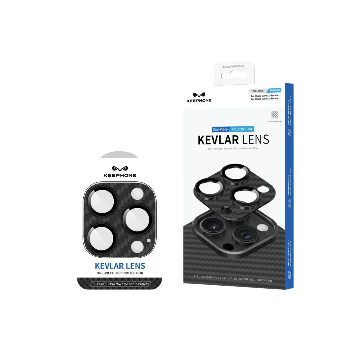 Keephone Apple iPhone 16 Pro Max Kevlar Kamera Lens - Siyah